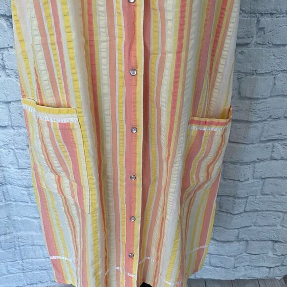 Basic editions women L cotton blend snap closure stripe textured robe - Picture 7 of 12